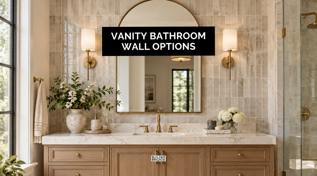 Tile, Wallpaper, or Paneling? Here’s Your Options For A Vanity Wall.